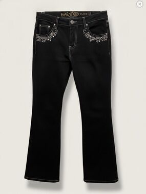 Ethyl Black Embroidered Women's Jeans